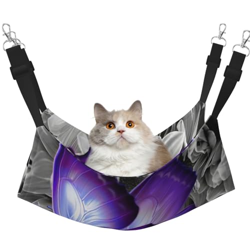 EdWal Weiche Schlafhängematte für Katzen mit Schmetterlingsdruck, zum Aufhängen von Käfigen, verstellbar, für kleine Tiere, Violett EdWal Weiche Schlafhängematte für Katzen mit Schmetterlingsdruck, zum Aufhängen von Käfigen, verstellbar, für kleine Tiere, Violett von EdWal