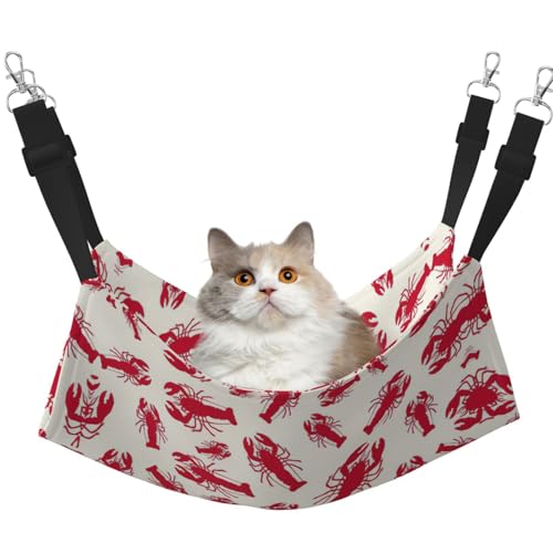 EdWal Weiche Schlafhängematte für Katzen mit rotem Hummer-Druck, zum Aufhängen von Käfigen, Haustier-Hängematte, Bett, verstellbar, für kleine Tiere EdWal Weiche Schlafhängematte für Katzen mit rotem Hummer-Druck, zum Aufhängen von Käfigen, Haustier-Hängematte, Bett, verstellbar, für kleine Tiere von EdWal