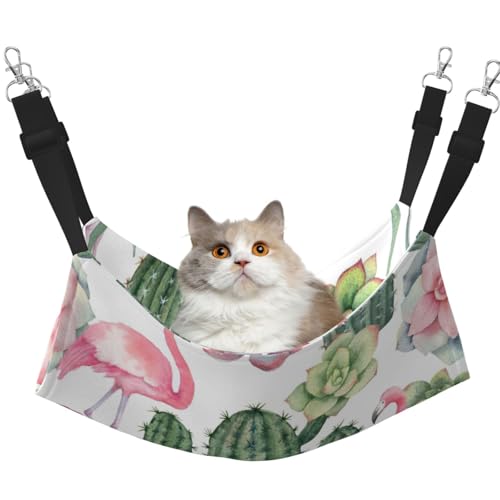 EdWal Weiche Schlafhängematte mit Flamingo-Sukkulenten-Druck, Katzen-Hängematte zum Aufhängen von Käfigen, Haustier-Hängematte, Bett, verstellbar, für kleine Tiere EdWal Weiche Schlafhängematte mit Flamingo-Sukkulenten-Druck, Katzen-Hängematte zum Aufhängen von Käfigen, Haustier-Hängematte, Bett, verstellbar, für kleine Tiere von EdWal