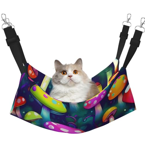 EdWal Weiche Schlafhängematte mit Pilzmotiven, Katzenhängematte zum Aufhängen von Käfigen, Haustier-Hängematte, Bett, verstellbar, für kleine Tiere EdWal Weiche Schlafhängematte mit Pilzmotiven, Katzenhängematte zum Aufhängen von Käfigen, Haustier-Hängematte, Bett, verstellbar, für kleine Tiere von EdWal