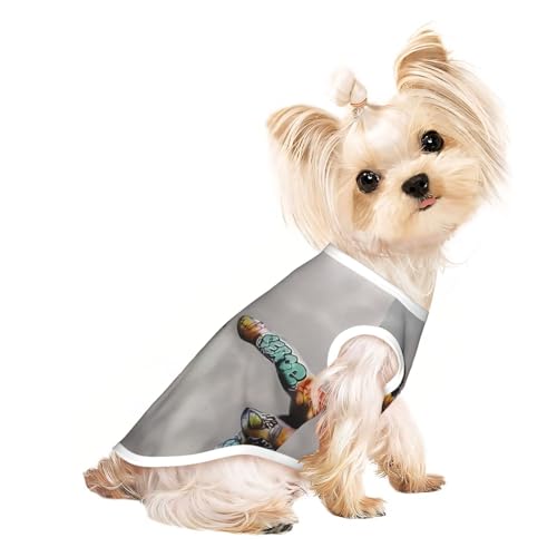 Graffiti-Hunde-Shirts für kleine Hunde, dehnbar, leicht, Tanktop, ärmellos, gestreift Graffiti-Hunde-Shirts für kleine Hunde, dehnbar, leicht, Tanktop, ärmellos, gestreift von EdWal