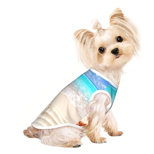 Hunde-Shirts für kleine Hunde, Motiv: Seestern, Ozean, Strand, dehnbar, leicht, Tanktop, ärmellos, gestreift Hunde-Shirts für kleine Hunde, Motiv: Seestern, Ozean, Strand, dehnbar, leicht, Tanktop, ärmellos, gestreift von EdWal