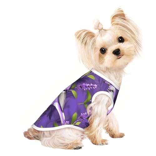 Hunde-Shirts für kleine Hunde, Motiv: Vogel in Lila, Lavendel, Blumenmuster, dehnbar, leicht, Tanktop, ärmellos, gestreift Hunde-Shirts für kleine Hunde, Motiv: Vogel in Lila, Lavendel, Blumenmuster, dehnbar, leicht, Tanktop, ärmellos, gestreift von EdWal