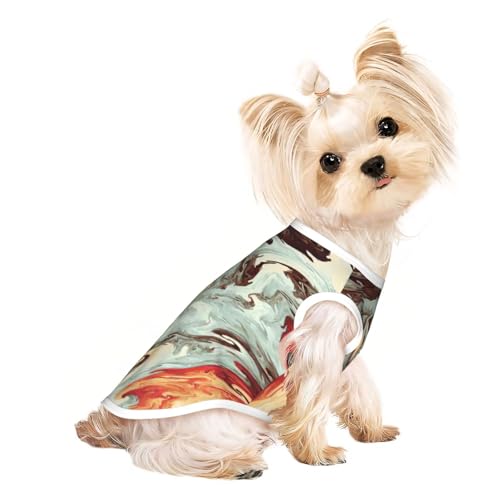 Hunde-Shirts für kleine Hunde, dehnbar, leicht, Tanktop, ärmellos, gestreift, Braun von EdWal