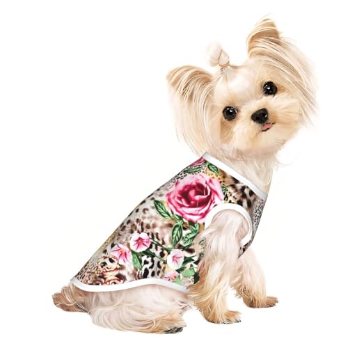 Hunde-Shirts für kleine Hunde mit Tiger-Leopardenmuster, Rosen-Blumendruck, dehnbar, leicht, Tanktop, ärmellos, gestreift Hunde-Shirts für kleine Hunde mit Tiger-Leopardenmuster, Rosen-Blumendruck, dehnbar, leicht, Tanktop, ärmellos, gestreift von EdWal