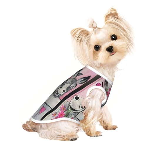 Hunde-Shirts mit Esel- und Blumendruck, für kleine Hunde, dehnbar, leicht, Tanktop, ärmellos, gestreift Hunde-Shirts mit Esel- und Blumendruck, für kleine Hunde, dehnbar, leicht, Tanktop, ärmellos, gestreift von EdWal