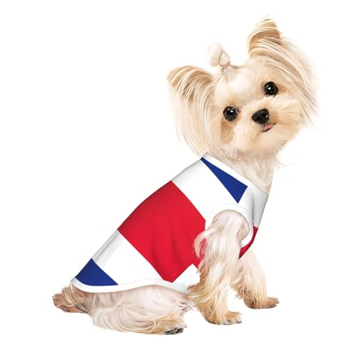 Hunde-Shirts mit Flagge von Costa Rica, für kleine Hunde, dehnbar, leicht, Tanktop, ärmellos, gestreift von EdWal