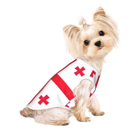 Hunde-Shirts mit Flagge von Georgia, für kleine Hunde, dehnbar, leicht, Tanktop, ärmellos, gestreift von EdWal