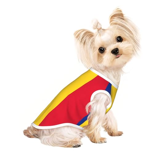 Hunde-Shirts mit Flagge von Rumänien, für kleine Hunde, dehnbar, leicht, Tanktop, ärmellos, gestreift von EdWal