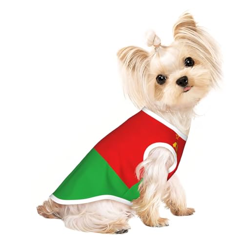 Hunde-Shirts mit Flagge von Weißrussland, für kleine Hunde, dehnbar, leicht, Tanktop, ärmellos, gestreift von EdWal
