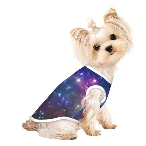 Hunde-Shirts mit Galaxie-Aufdruck, für kleine Hunde, dehnbar, leicht, Tanktop, ärmellos, gestreift von EdWal