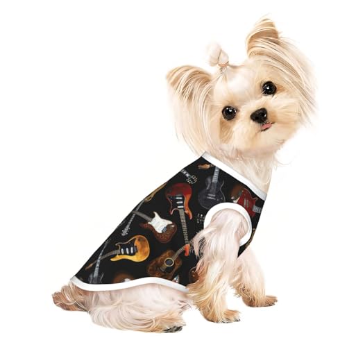Hunde-Shirts mit Gitarren-Aufdruck, für kleine Hunde, dehnbar, leicht, Tanktop, ärmellos, gestreift Hunde-Shirts mit Gitarren-Aufdruck, für kleine Hunde, dehnbar, leicht, Tanktop, ärmellos, gestreift von EdWal