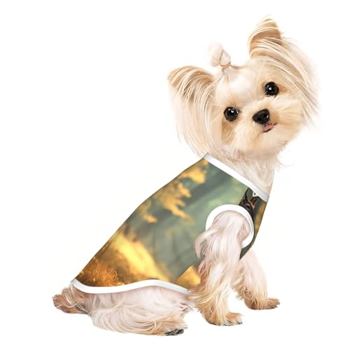 Hunde-Shirts mit Hirschaufdruck, für kleine Hunde, dehnbar, leicht, Tanktop, ärmellos, gestreift von EdWal