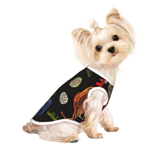 Hunde-Shirts mit Hühner-Aufdruck, für kleine Hunde, dehnbar, leicht, Tanktop, ärmellos, gestreift Hunde-Shirts mit Hühner-Aufdruck, für kleine Hunde, dehnbar, leicht, Tanktop, ärmellos, gestreift von EdWal