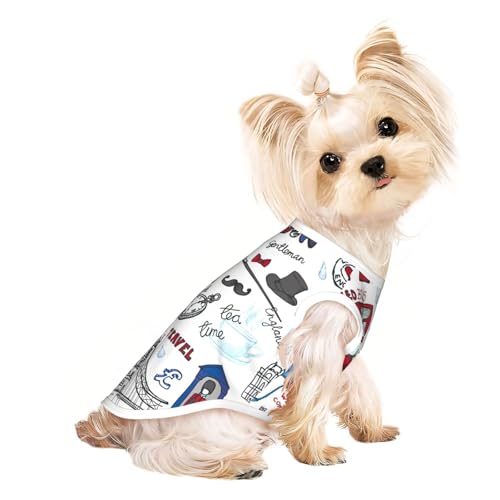 Hunde-Shirts mit London-Aufdruck, für kleine Hunde, dehnbar, leicht, Tanktop, ärmellos, gestreift Hunde-Shirts mit London-Aufdruck, für kleine Hunde, dehnbar, leicht, Tanktop, ärmellos, gestreift von EdWal
