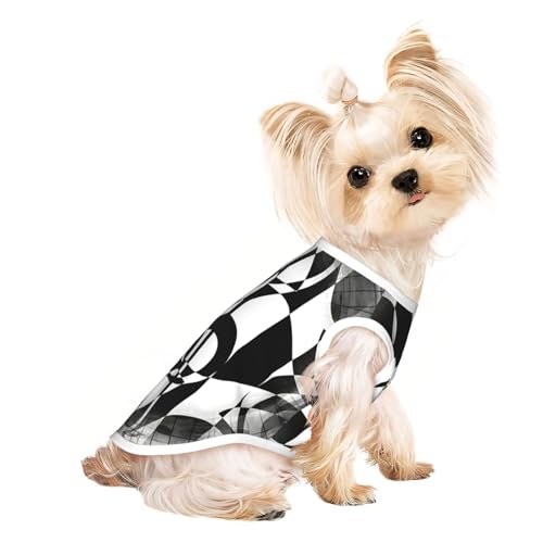 Hunde-Shirts mit Musik-Notenschlüssel-Aufdruck, für kleine Hunde, dehnbares T-Shirt, leichtes Tank-Top, ärmellos, gestreift Hunde-Shirts mit Musik-Notenschlüssel-Aufdruck, für kleine Hunde, dehnbares T-Shirt, leichtes Tank-Top, ärmellos, gestreift von EdWal