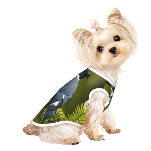 Hunde-Shirts mit niedlichem Vogel-Print für kleine Hunde, dehnbares T-Shirt, leichtes Tank-Top, ärmellos, gestreift von EdWal