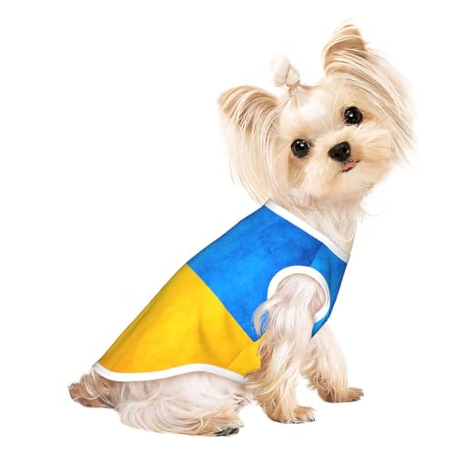 Hunde-Shirts mit ukrainischer Flagge, für kleine Hunde, dehnbar, leicht, Tanktop, ärmellos, gestreift von EdWal