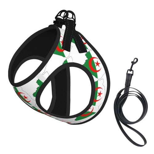 Hundegeschirr mit Algerien-Flagge, 2 x Schnalle, Hundeweste, kein Ziehen an der Vorderseite, für kleine und mittelgroße Hunde Hundegeschirr mit Algerien-Flagge, 2 x Schnalle, Hundeweste, kein Ziehen an der Vorderseite, für kleine und mittelgroße Hunde von EdWal