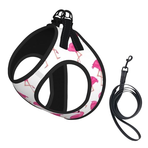 Hundegeschirr mit Flamingo-Aufdruck, 2 x Schnalle, Hundeweste, kein Ziehen an der Vorderseite, für kleine und mittelgroße Hunde, Rosa Hundegeschirr mit Flamingo-Aufdruck, 2 x Schnalle, Hundeweste, kein Ziehen an der Vorderseite, für kleine und mittelgroße Hunde, Rosa von EdWal