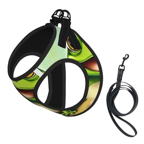 Hundegeschirr mit Frosch-Aufdruck, 2 x Schnalle, Hundeweste, kein Ziehen an der Vorderseite, für kleine und mittelgroße Hunde Hundegeschirr mit Frosch-Aufdruck, 2 x Schnalle, Hundeweste, kein Ziehen an der Vorderseite, für kleine und mittelgroße Hunde von EdWal