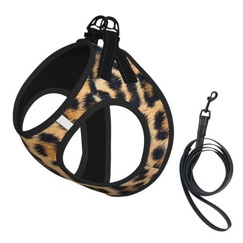Hundegeschirr mit Leopardenmuster, 2 x Schnalle, Hundeweste, kein Ziehen an der Vorderseite, für kleine und mittelgroße Hunde Hundegeschirr mit Leopardenmuster, 2 x Schnalle, Hundeweste, kein Ziehen an der Vorderseite, für kleine und mittelgroße Hunde von EdWal