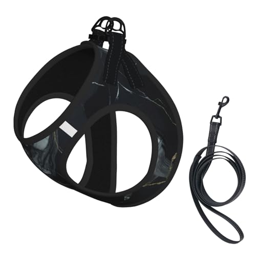 Hundegeschirr mit Marmor-Aufdruck, 2 x Schnalle, Hundeweste, kein Ziehen an der Vorderseite, für kleine und mittelgroße Hunde, Schwarz Hundegeschirr mit Marmor-Aufdruck, 2 x Schnalle, Hundeweste, kein Ziehen an der Vorderseite, für kleine und mittelgroße Hunde, Schwarz von EdWal