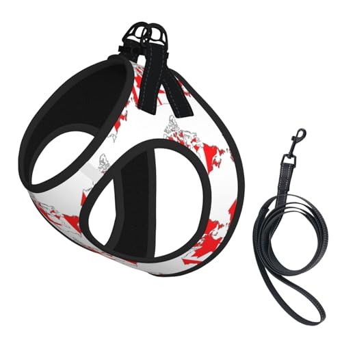 Hundegeschirr mit kanadischer Flagge, 2 x Schnalle, Hundeweste, kein Ziehen an der Vorderseite, für kleine und mittelgroße Hunde Hundegeschirr mit kanadischer Flagge, 2 x Schnalle, Hundeweste, kein Ziehen an der Vorderseite, für kleine und mittelgroße Hunde von EdWal