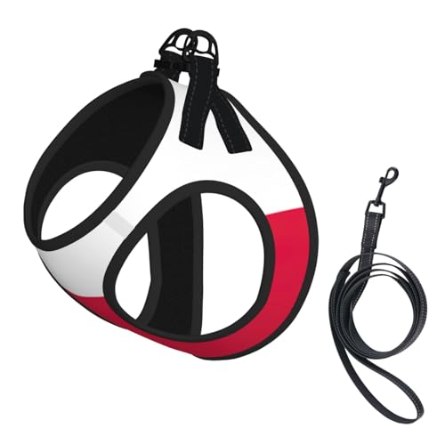 Hundegeschirr mit polnischer Flagge, 2 x Schnalle, Hundeweste, kein Ziehen an der Vorderseite, für kleine und mittelgroße Hunde Hundegeschirr mit polnischer Flagge, 2 x Schnalle, Hundeweste, kein Ziehen an der Vorderseite, für kleine und mittelgroße Hunde von EdWal