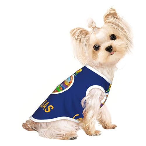 Kansas Hunde-Shirts für kleine Hunde, dehnbar, leicht, Tanktop, ärmellos, gestreift von EdWal