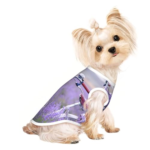 Lavender Field Retro Bike Landwirtschaft Print Hunde-Shirts für kleine Hunde, dehnbare T-Shirts, leichtes Tanktop, ärmellos, gestreift Lavender Field Retro Bike Landwirtschaft Print Hunde-Shirts für kleine Hunde, dehnbare T-Shirts, leichtes Tanktop, ärmellos, gestreift von EdWal