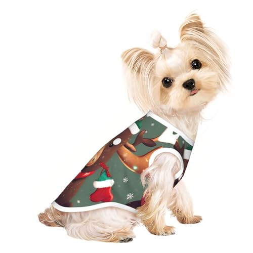 Lustiges Weihnachts-Elchkopf-Hunde-Shirt für kleine Hunde, dehnbar, leicht, Tanktop, ärmellos, gestreift Lustiges Weihnachts-Elchkopf-Hunde-Shirt für kleine Hunde, dehnbar, leicht, Tanktop, ärmellos, gestreift von EdWal