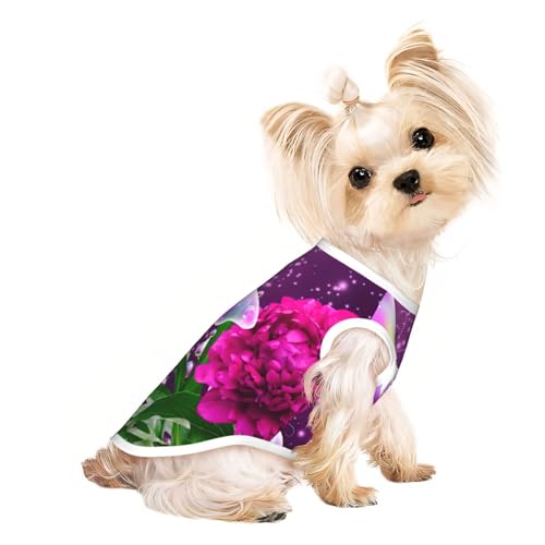 Schönes lila Schmetterlings-Blumendruck-Hunde-Shirt für kleine Hunde, dehnbares T-Shirt, leichtes Tank-Top, ärmellos, gestreift Schönes lila Schmetterlings-Blumendruck-Hunde-Shirt für kleine Hunde, dehnbares T-Shirt, leichtes Tank-Top, ärmellos, gestreift von EdWal