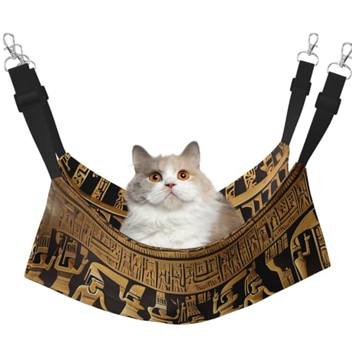Weiche Schlaf-Hängematte mit Ägypten-Hieroglyphen-Druck, Katzenhängematte zum Aufhängen von Käfigen, Haustier-Hängematte, Bett, verstellbar, für kleine Tiere Weiche Schlaf-Hängematte mit Ägypten-Hieroglyphen-Druck, Katzenhängematte zum Aufhängen von Käfigen, Haustier-Hängematte, Bett, verstellbar, für kleine Tiere von EdWal