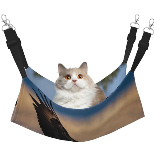 Weiche Schlafhängematte mit fliegendem Adlermotiv, Katzenhängematte zum Aufhängen von Käfigen, Haustier-Hängematte, Bett, verstellbar, für kleine Tiere Weiche Schlafhängematte mit fliegendem Adlermotiv, Katzenhängematte zum Aufhängen von Käfigen, Haustier-Hängematte, Bett, verstellbar, für kleine Tiere von EdWal