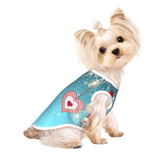 Weihnachtshemd mit traditionellem Zwergen-Druck, für kleine Hunde, dehnbar, leicht, Tanktop, ärmellos, gestreift von EdWal