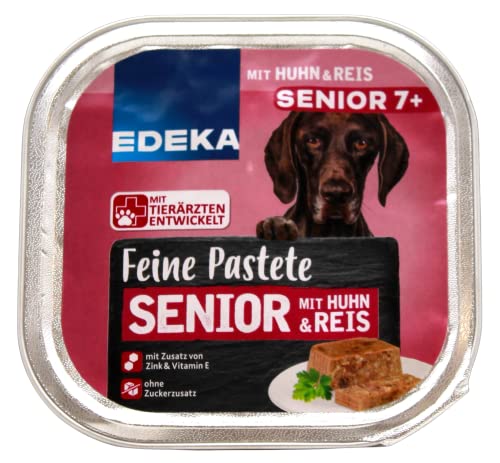 Edeka Feine Pastete Senior mit Huhn und Reis Hundefutter, 10er Pack (10 x 300g) von Edeka