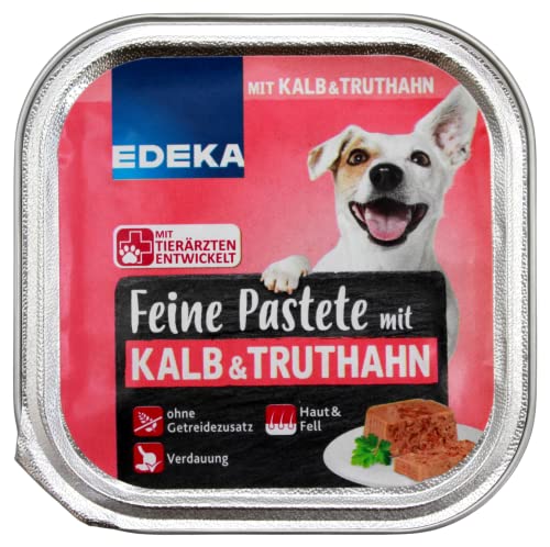 Edeka Feine Pastete mit Kalb und Truthahn Hundefutter, 11er Pack (11 x 150g) von Edeka