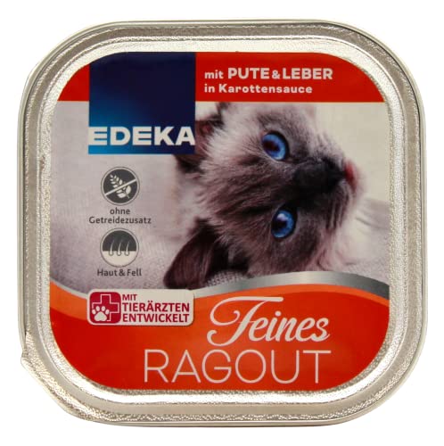 Edeka Feines Ragout mit Pute und Leber in Karottensauce, 16er Pack (16 x 100g) von Edeka