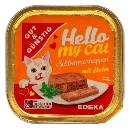 Gut & Günstig Hello My cat Schlemmerhappen mit Huhn, 32er Pack (32 x 100g) von Edeka