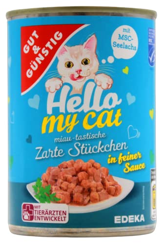 Gut & Günstig Hello My cat Zarte Stückchen in feiner Sauce mit MSC Seelachs, 20er Pack (20 x 415g) von Edeka