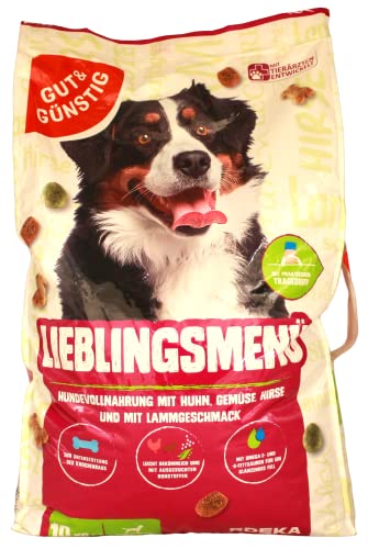 Gut & Günstig Lieblingsmenü Hundevollnahrung mit Huhn, Gemüse, Hierse und Lammgeschmack, 2er Pack (2 x 10 kg) von Edeka