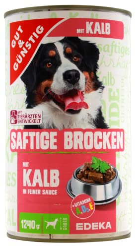 Gut & Günstig Saftige Brocken mit Kalb in feiner Sauce, 6er Pack (6 x 1,24 kg) von Edeka