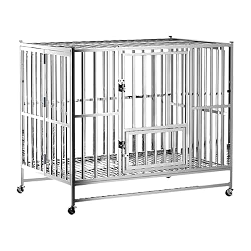 Großer zusammenklappbarer Hundekäfig aus Edelstahl, einfaches Design für einen bequemen Transport, aus Edelstahl, geeignet für mittelgroße und große Haustiere von Edelweiss Beauty