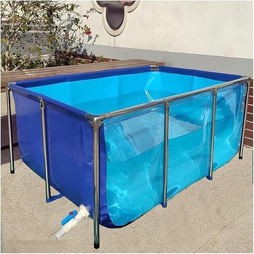 EdfYHSL Oberirdische Fischteiche Canvas-Aquarium mit Ablassventil mit transparentem Sichtfenster, Aquarium for die Gartenzucht Teichfolie(120x80x51cm) von EdfYHSL