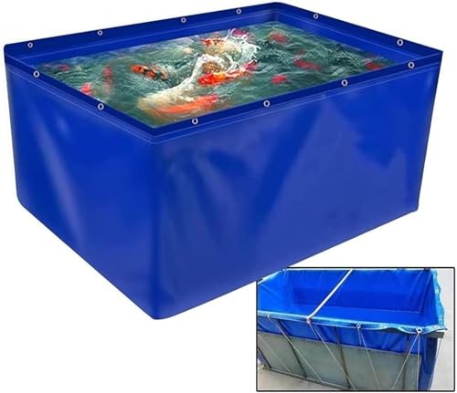 EdfYHSL Oberirdische Fischteiche Leinwandfischteich mit Ablassventil, Aquakulturteich, Fischteichreservoir, Schwimmwasserspeichertank, ohne Rahmen Teichfolie(3x1x0.5m) von EdfYHSL