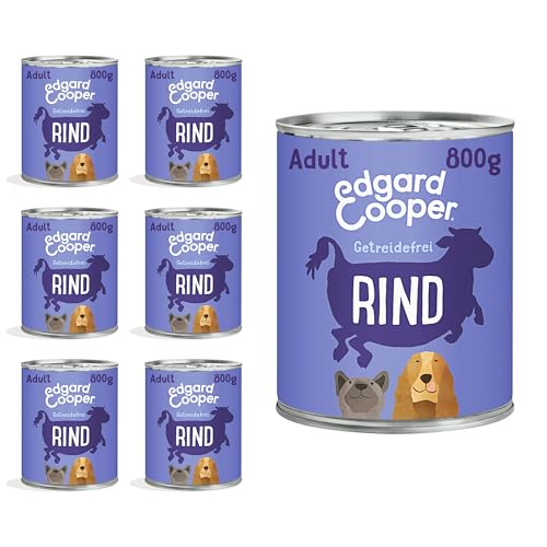 Edgard Cooper Nassfutter für Hunde (Rind, 800g x 6), Hundefutter Nass 800g Getreidefrei, natürliche Zutaten und frisches Fleisch, voller essentieller Aminosäuren von Edgard Cooper