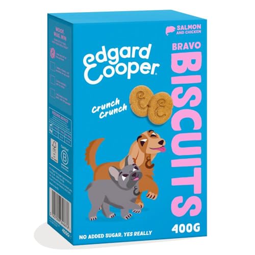 Edgard Cooper Hundeleckerli, Bravo Biscuits (Lachs & Huhn, 400g x 7) Adult & Welpen Leckerlis, Getreidefrei, Natürliche Zutaten, hoher Proteingehalt, frisches Fleisch und frischer Fleisch von Edgard Cooper