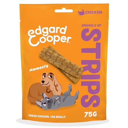 Edgard Cooper Hundeleckerli, Snuggle Up Strips (Huhn 75g x 1) Adult & Welpen Leckerlis, Getreidefrei, Natürliche Zutaten, hoher Proteingehalt und frisches Fleisch von Edgard Cooper