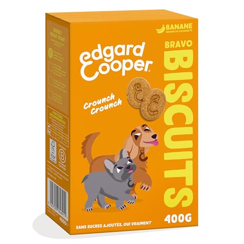 Edgard Cooper Leckerli für Hunde, (Banane, 400 g x 1), Bravo-Kekse, Hundekekse, pflanzliches Futter, Obst, Gemüse und aromatische Kräuter, echte Zutaten für Hunde von Edgard Cooper